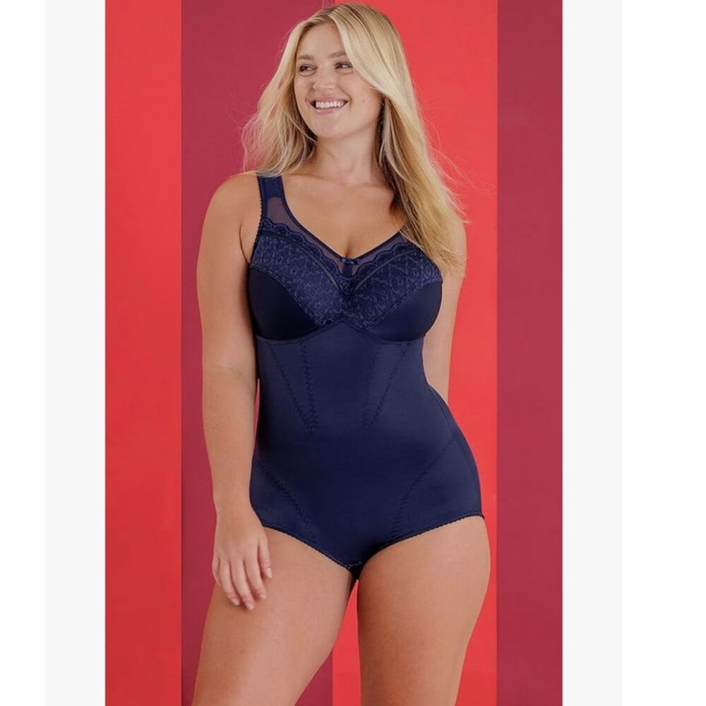 Miss Mary Sweden Happy Hearts Shaping Bodysuit 38D Navy Lace Wireless 3233